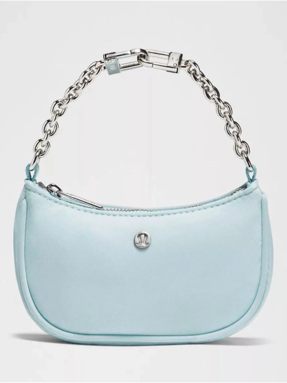 lululemon athletica Pale Blue Mini Shoulder Bag with Silver Chain